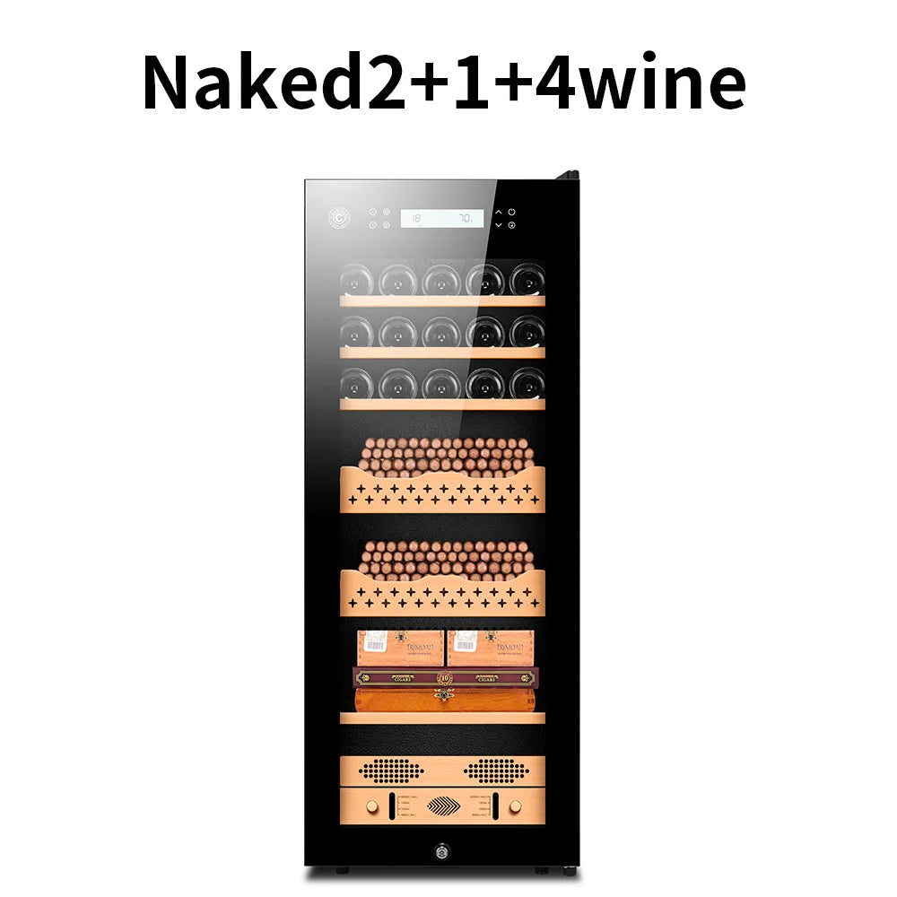 Intelligent Cedar Wood Humidor Large Capacity For 800pc Cigar Humidor Cabinet Refrigerator Control Humidity Temperature No Noise