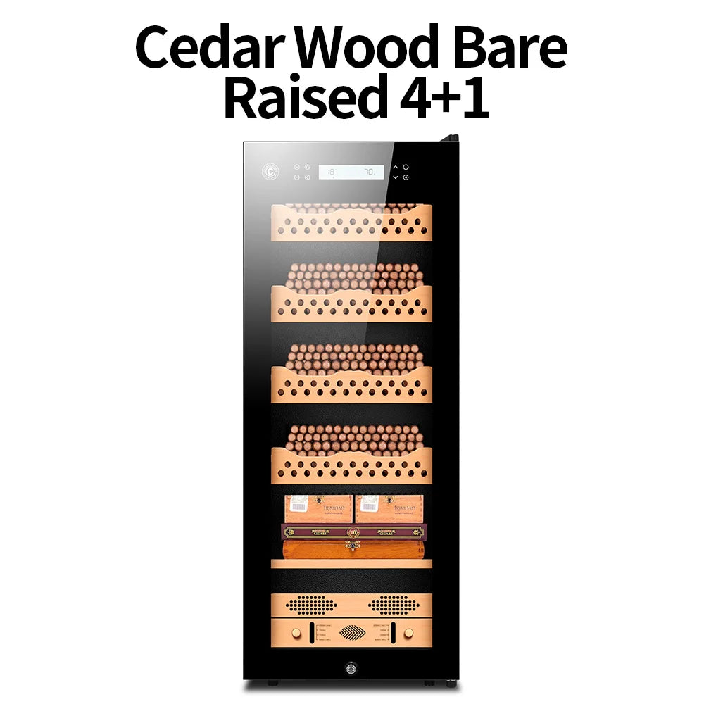Intelligent Cedar Wood Humidor Large Capacity For 800pc Cigar Humidor Cabinet Refrigerator Control Humidity Temperature No Noise