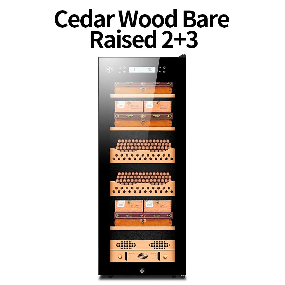 Intelligent Cedar Wood Humidor Large Capacity For 800pc Cigar Humidor Cabinet Refrigerator Control Humidity Temperature No Noise