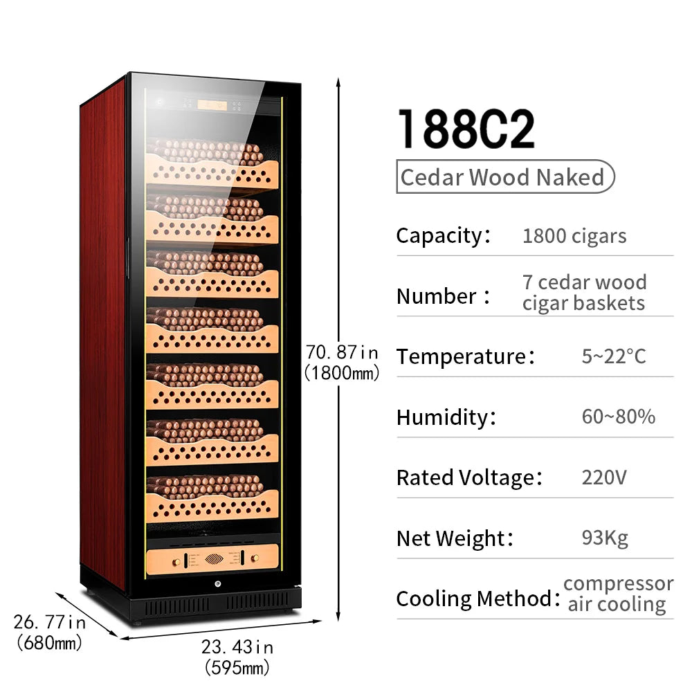 Intelligent Cigar Humidor Large Capacity For 1800pcs Cigar Red Wine Tea Refrigerator Control Temperature Humidity Energy Saving