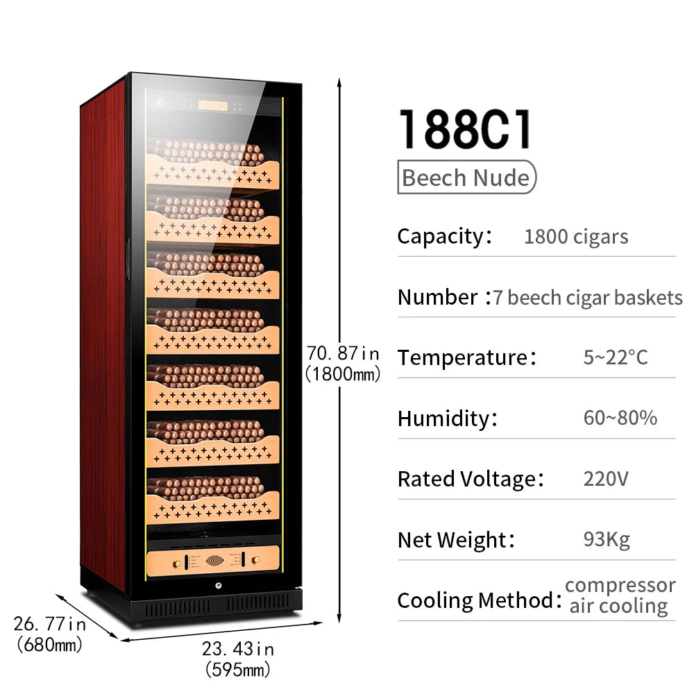 Intelligent Cigar Humidor Large Capacity For 1800pcs Cigar Red Wine Tea Refrigerator Control Temperature Humidity Energy Saving