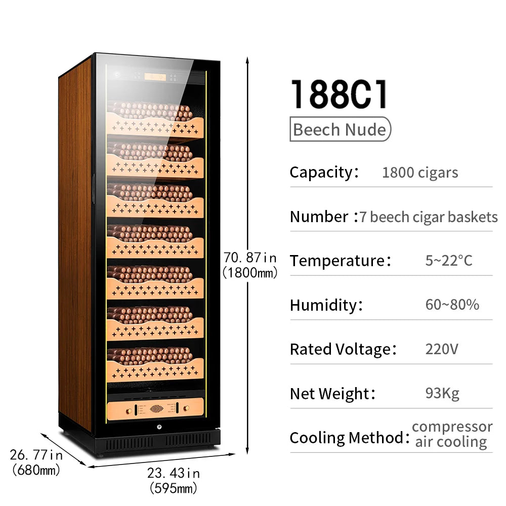 Intelligent Cigar Humidor Large Capacity For 1800pcs Cigar Red Wine Tea Refrigerator Control Temperature Humidity Energy Saving