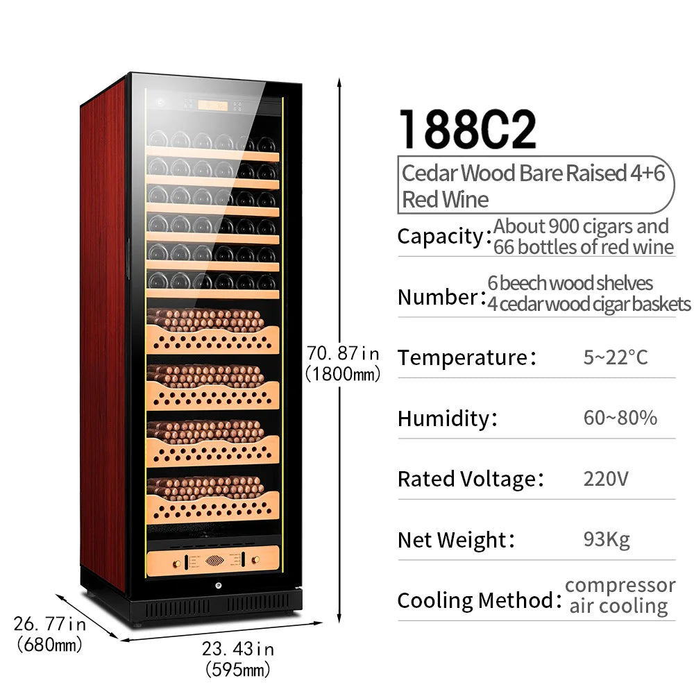 Intelligent Cigar Humidor Large Capacity For 1800pcs Cigar Red Wine Tea Refrigerator Control Temperature Humidity Energy Saving