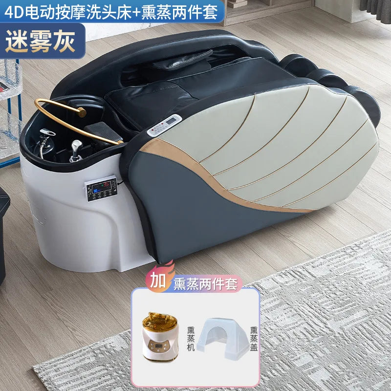 Intelligent electric massage hair washing bed, hair salon exclusive fully automatic water circulation fumigation head therapy