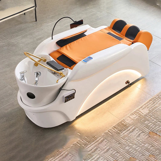 Intelligent electric massage hair washing bed, hair salon, fully automatic water circulation fumigation head therapy bed
