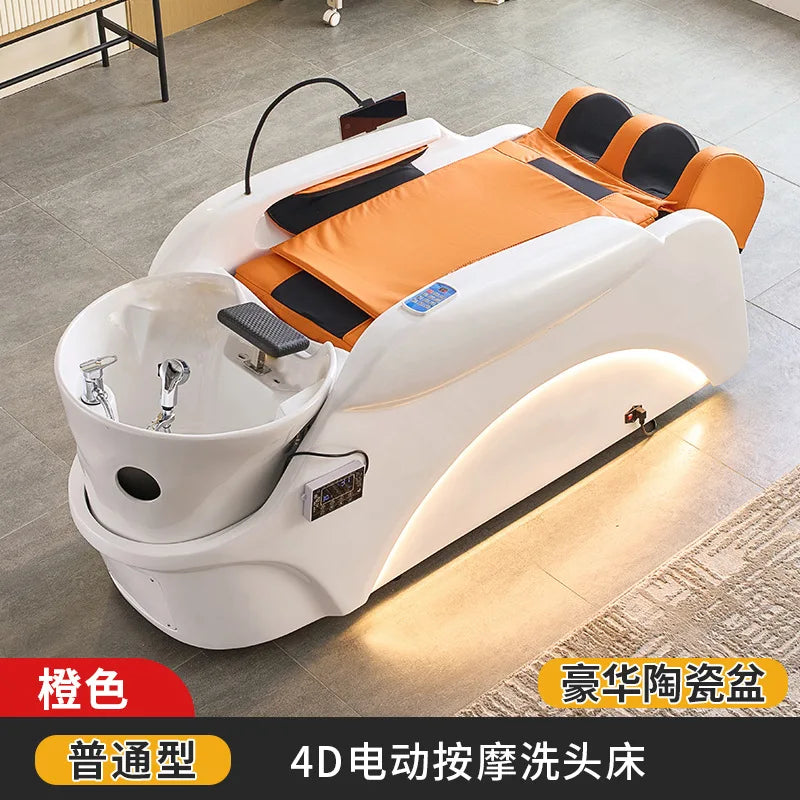 Intelligent electric massage hair washing bed, hair salon, fully automatic water circulation fumigation head therapy bed