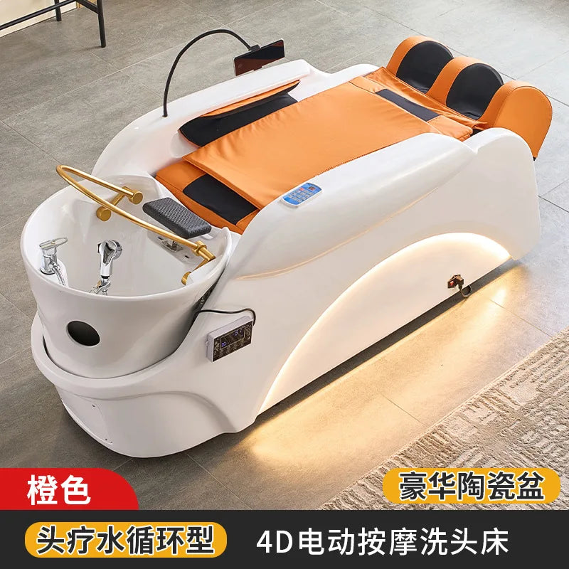Intelligent electric massage hair washing bed, hair salon, fully automatic water circulation fumigation head therapy bed