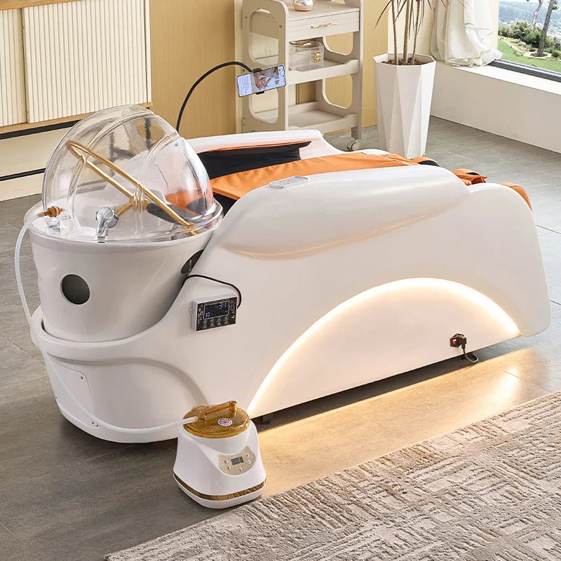 Intelligent electric massage hair washing bed, hair salon, fully automatic water circulation fumigation head therapy bed