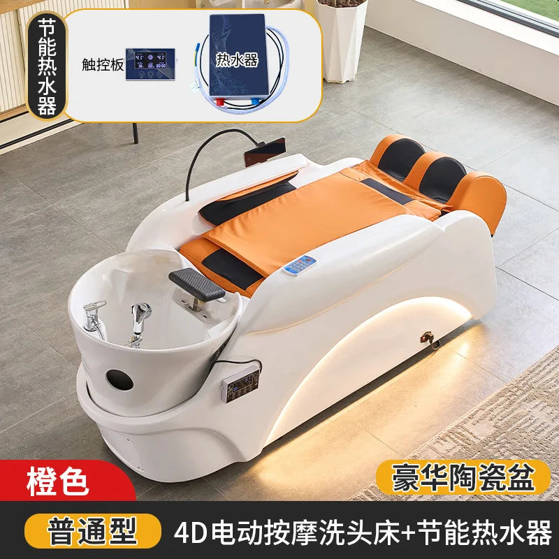 Intelligent electric massage hair washing bed, hair salon, fully automatic water circulation fumigation head therapy bed