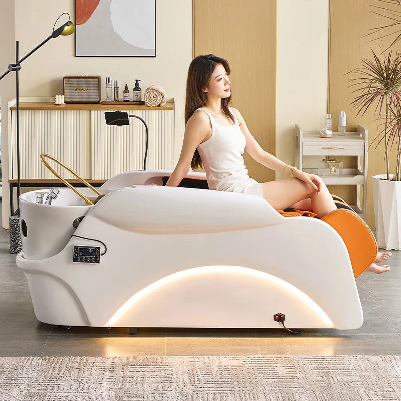 Intelligent electric massage hair washing bed, hair salon, fully automatic water circulation fumigation head therapy bed