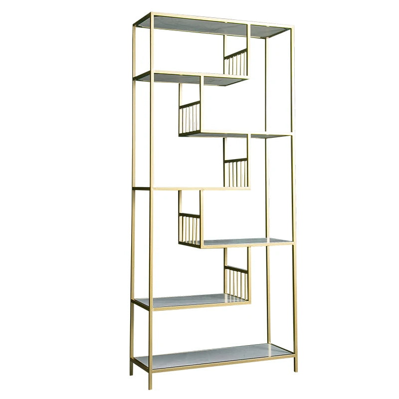 Iron Net Red Metal Bookshelf Storage Floor Display Living Room Creative Home Decoration Partition Bookcase Bogu Flower Stand