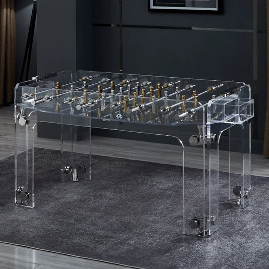 Italian Cristiano Transparent Crystal Glass Acrylic Standard Adult Table 8-Pole Table Soccer Stand