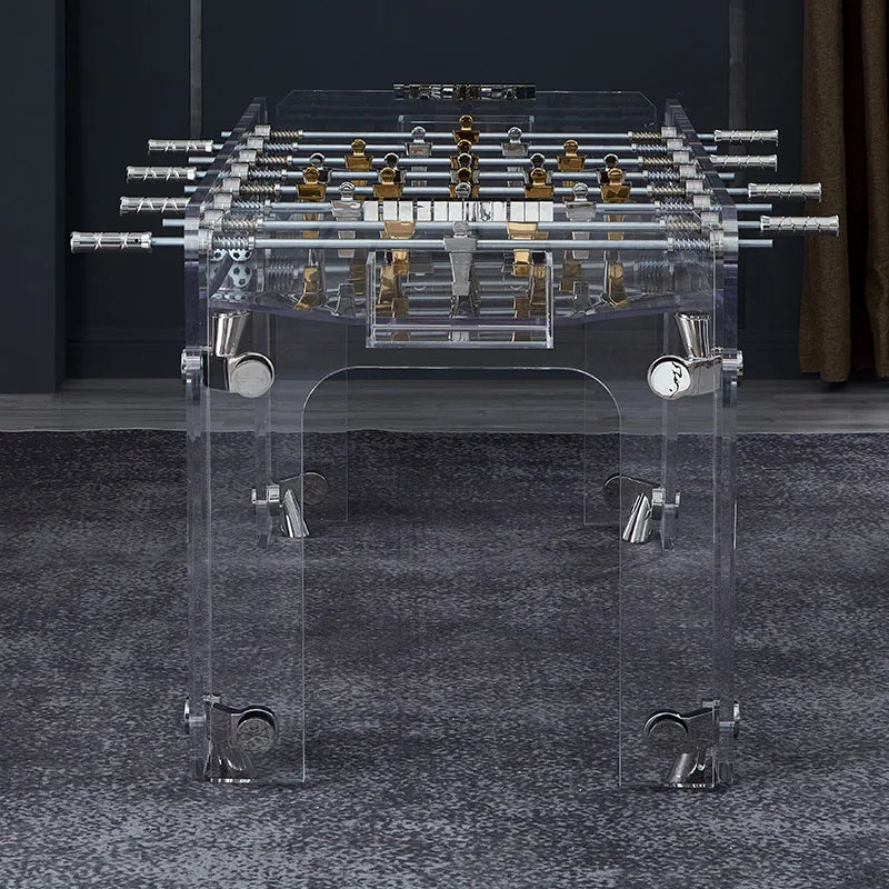 Italian Cristiano Transparent Crystal Glass Acrylic Standard Adult Table 8-Pole Table Soccer Stand