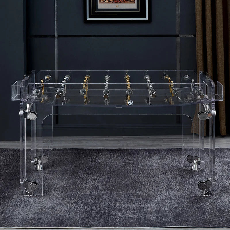 Italian Cristiano Transparent Crystal Glass Acrylic Standard Adult Table 8-Pole Table Soccer Stand