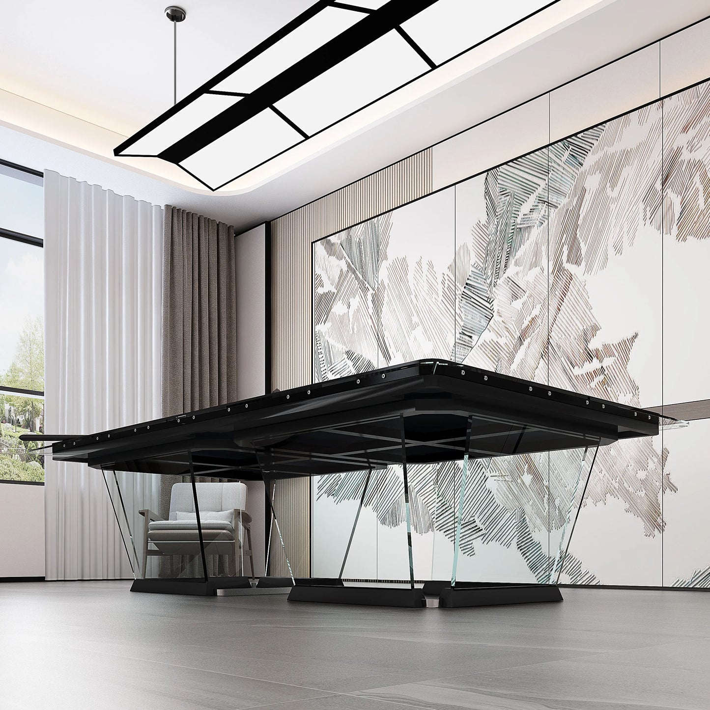 Italian Crystal Tempered Glass Billiard Table, American Style Transparent Acrylic Fancy Nine Ball Home Standard Table Tennis