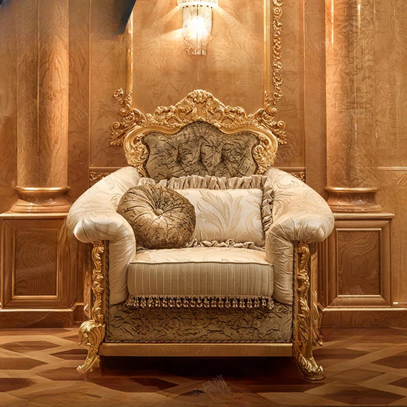 Italian European style fabric sofa combination French style palace large unit luxury solid wood sofa villa living room furniture