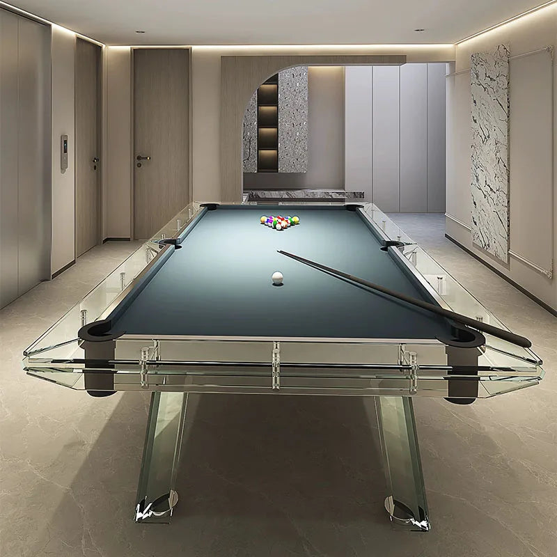 Italian High-end Crystal Glass Standard Billiards Table, Home Indoor Tempered Glass Billiards Table