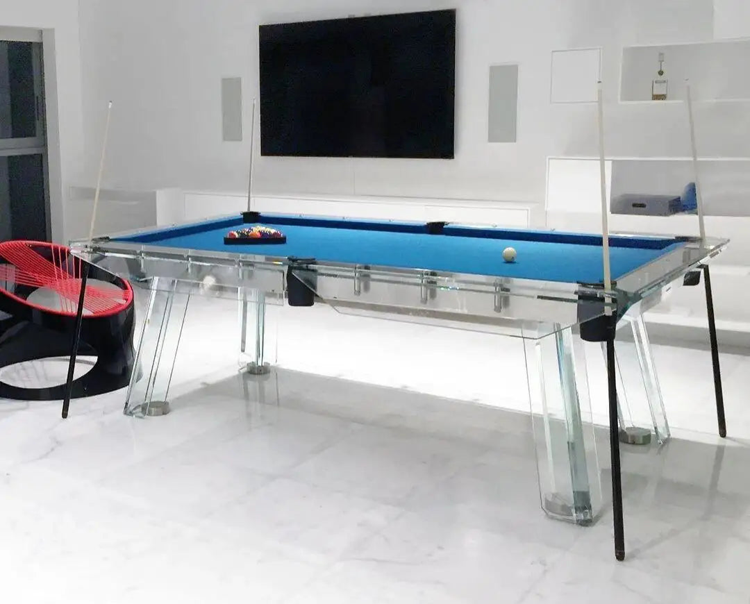Italian High-end Crystal Glass Standard Billiards Table, Home Indoor Tempered Glass Billiards Table