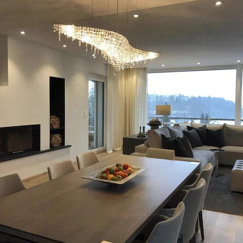 Italian living room Egypt imported crystal hotel front desk postmodern villa restaurant S-shaped art bar chandelier