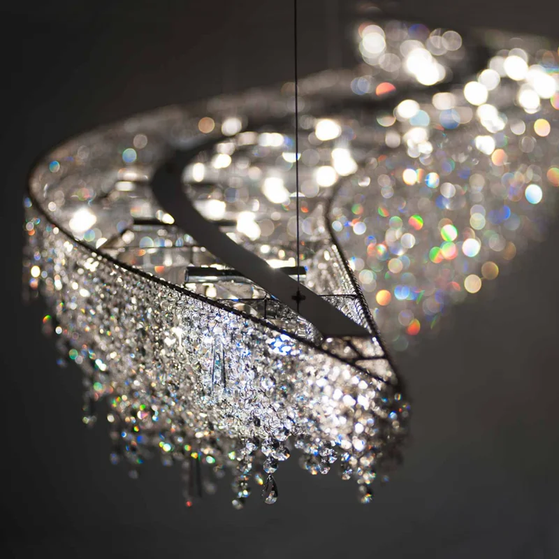 Italian living room Egypt imported crystal hotel front desk postmodern villa restaurant S-shaped art bar chandelier