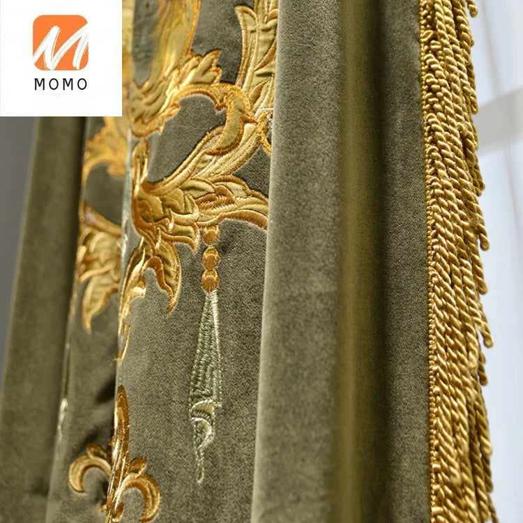 Italy Rococo Style thickening Dutch flannel villa French Window Curtain brand high-grade new classical fine embroidery curtain