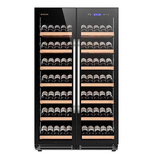 JIUFU Large Capacity Wine Cellar Freestanding Black Compressor Wine Cooler Stainless Steel Double Wall Bottle Cooler