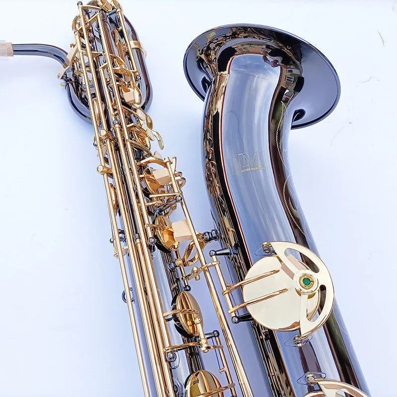 JM High Quality Baritone E Flat Saxophone New Arrival Brass Black Nickel Plated Sax Musical Instruments with Mouthpiece Case