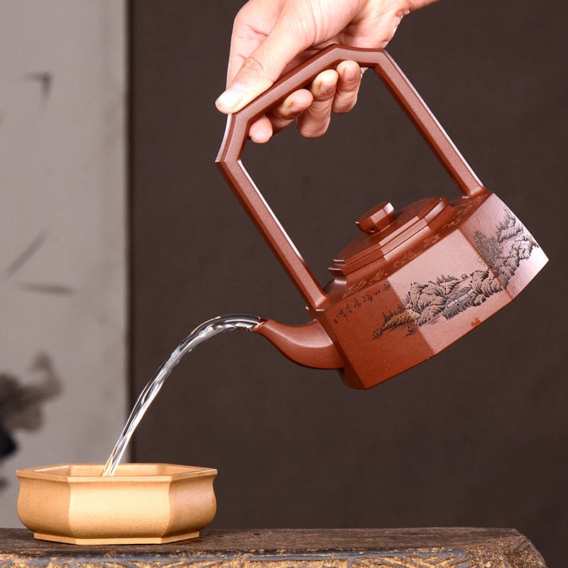 |Jack! Craft ceramic tea-pot famous badad painted clay pot landscape six-party girder teapot tea product