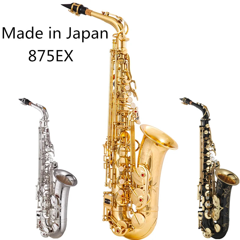 Japonya'da yapılanEb Alto Saxophone Brass Lacquered Gold E Flat Sax 875EX Key Type Woodwind Instrument high quality In stock