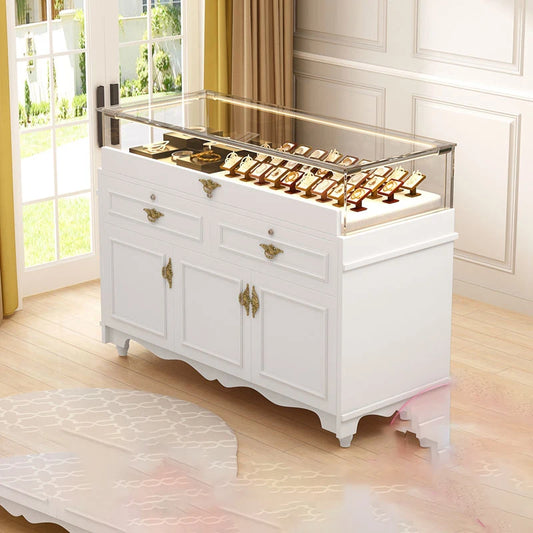 Jewelry display cabinet European style baking paint jewelry small counter silver jade display glass cabinet boutique product gla
