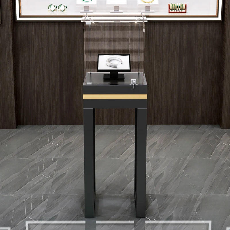 Jewelry display cabinet, jade product commercial company display cabinet, baking paint with light, super bright tempered glass j