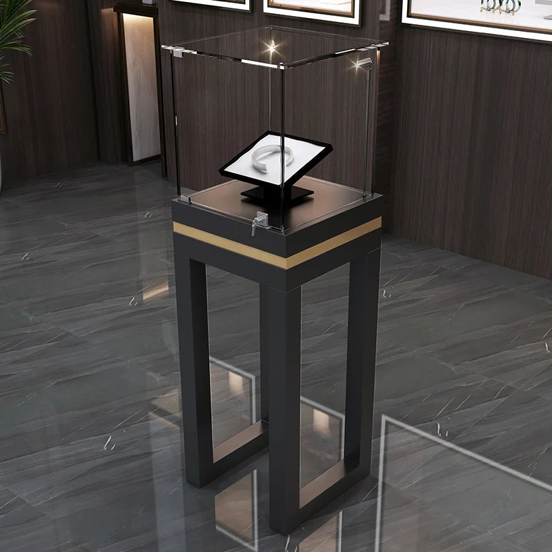 Jewelry display cabinet, jade product commercial company display cabinet, baking paint with light, super bright tempered glass j
