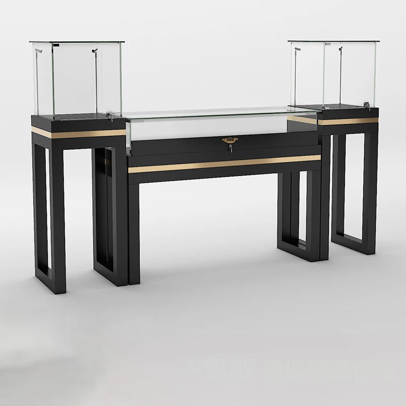 Jewelry display cabinet, jade product commercial company display cabinet, baking paint with light, super bright tempered glass j
