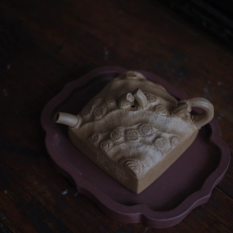 Jianghu Tea House Youhuang Section Mud Fully Handmade Scholar's Sketch Flower Ware Bamboo Root Pot Yixing Original Mine Purple C