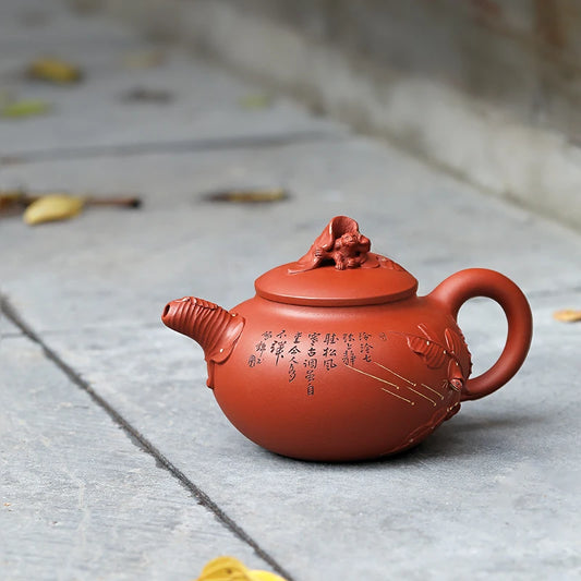 |Jinfen's works listening to the rain] Yixing purple clay pot raw ore purple clay mu Jinfen pure manual Kung Fu Tea Set