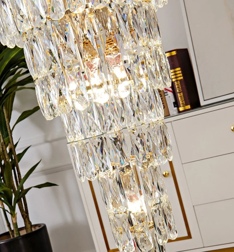 K9 Crystal chandelier American living room lamp luxury villa double staircase decorative lamp hotel lamps