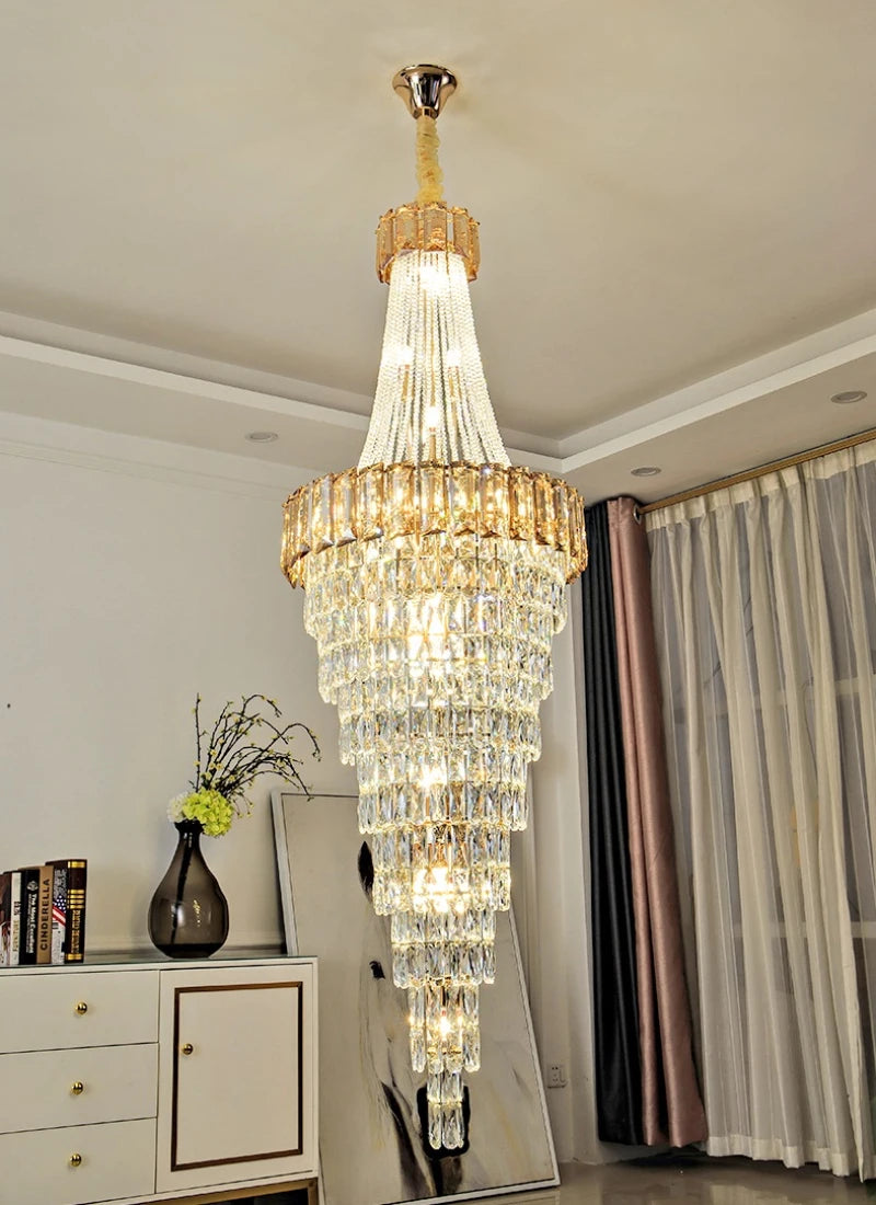 K9 Crystal chandelier American living room lamp luxury villa double staircase decorative lamp hotel lamps
