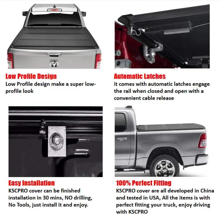 KSCPRO Sierra Accessories Hard Tri Fold Tonneau Cover Fit For GMC Sierra 1500 2500/3500HD 15-19 6.5FT Bed