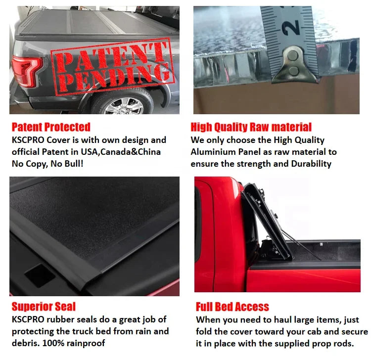KSCPRO Sierra Accessories Hard Tri Fold Tonneau Cover Fit For GMC Sierra 1500 2500/3500HD 15-19 6.5FT Bed