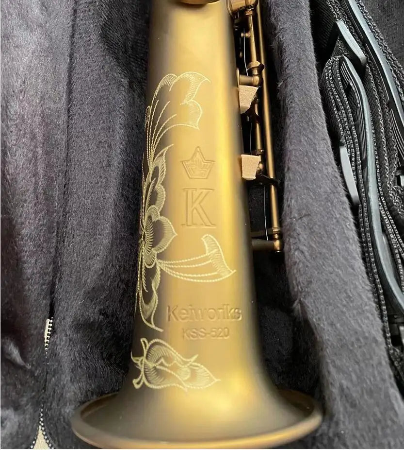 Keiworlks KSS-520 Woodwind B Flat Soprano Saxophone Brass Gold Lacquer Sax With Straight Curved Mouthpiece Saxofone