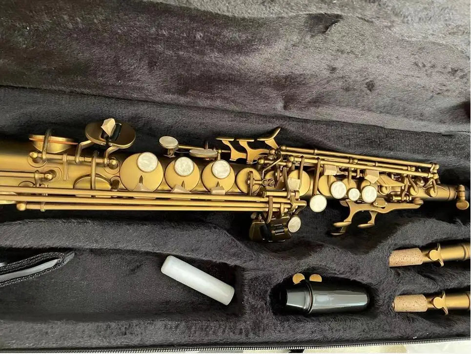 Keiworlks KSS-520 Woodwind B Flat Soprano Saxophone Brass Gold Lacquer Sax With Straight Curved Mouthpiece Saxofone