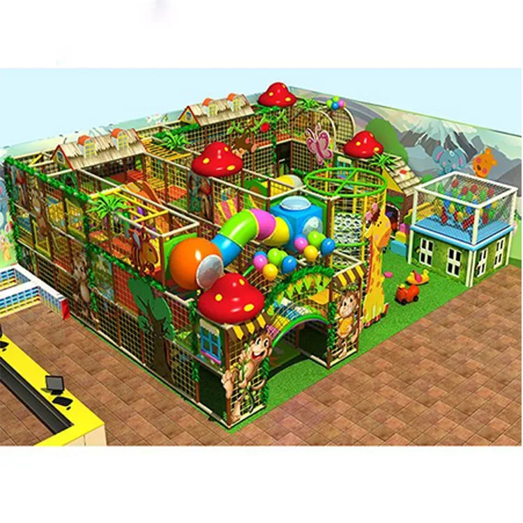 Kids Interactive Indoor Commercial Athletic Playground Plastic Double Slide Park Equipment