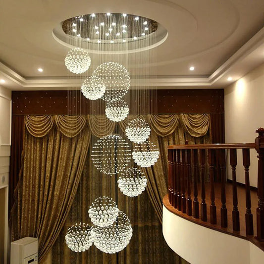 Kroonluchters circulaire wenteltrap duplex villa lange woonkamer lamp moderne minimalistische restaurant lichten