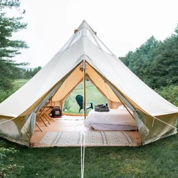 L New Design 3M 4M 5M 6M Outdoor Glamping Cotton Yurt Tent 4 Season Two Door Canvas Bell Tent For Sale