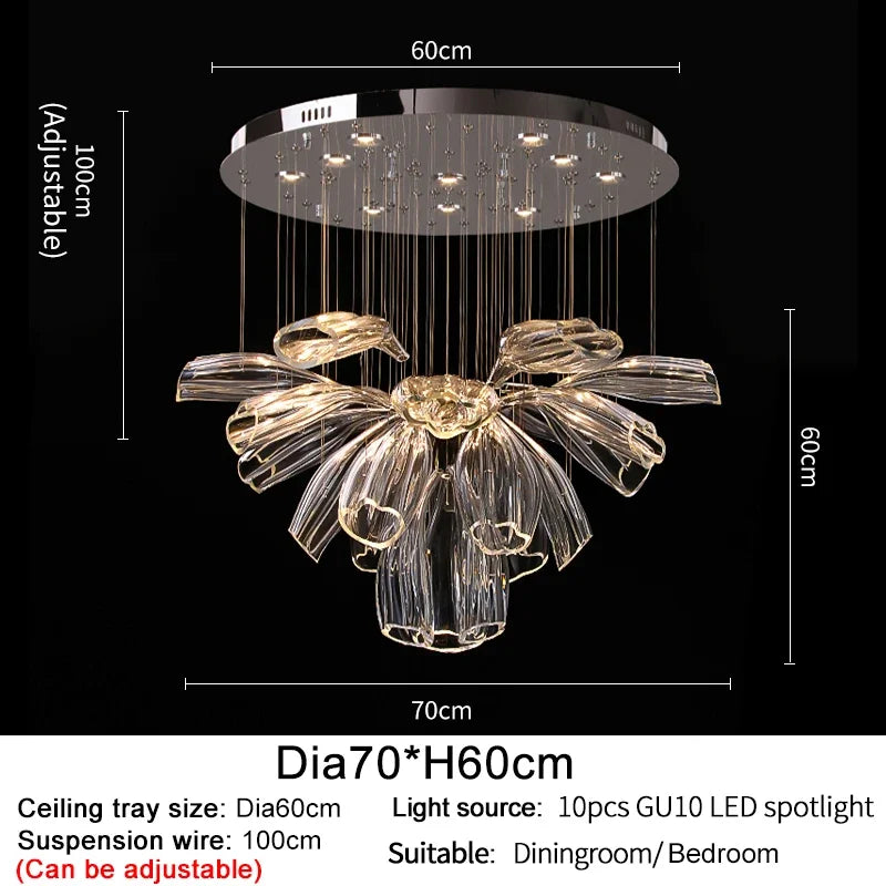 LED Luxury Crystal Chandeliers Living Kitchen Island Hotel Hall Villa Decor Glass Hanging Pendant Lights Gold Silver Lustre