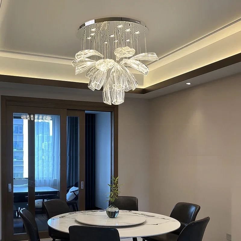 LED Luxury Crystal Chandeliers Living Kitchen Island Hotel Hall Villa Decor Glass Hanging Pendant Lights Gold Silver Lustre