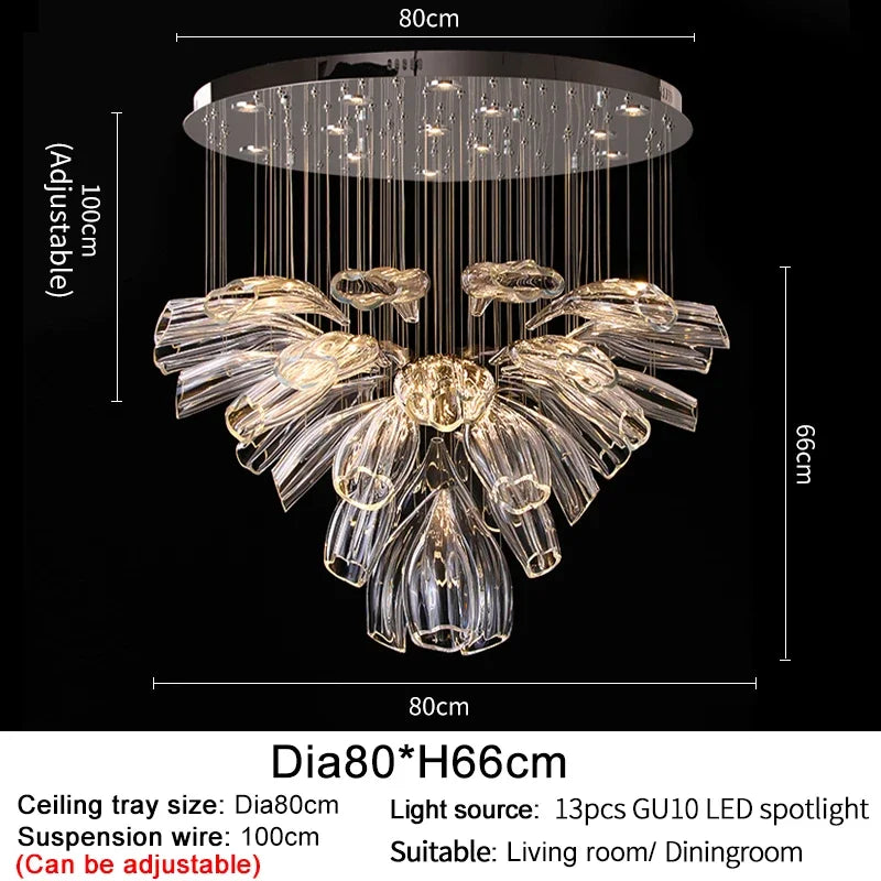 LED Luxury Crystal Chandeliers Living Kitchen Island Hotel Hall Villa Decor Glass Hanging Pendant Lights Gold Silver Lustre