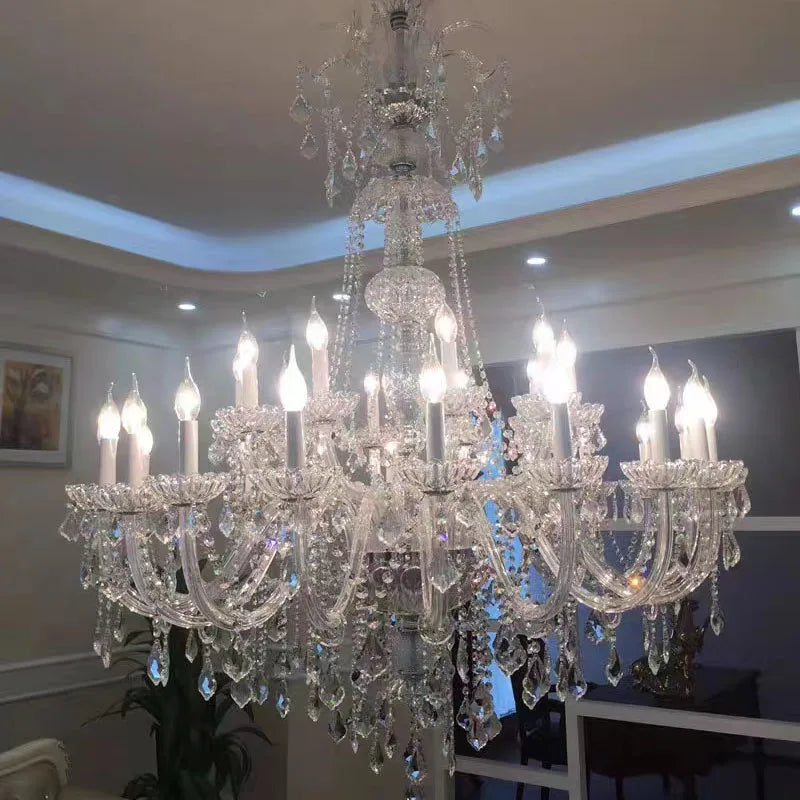 LED Modern Chandelier Pendant Lamps Living Room Transparent Crystal Light Hotel Lobby Villa Large Chandeliers Lighting Fixture