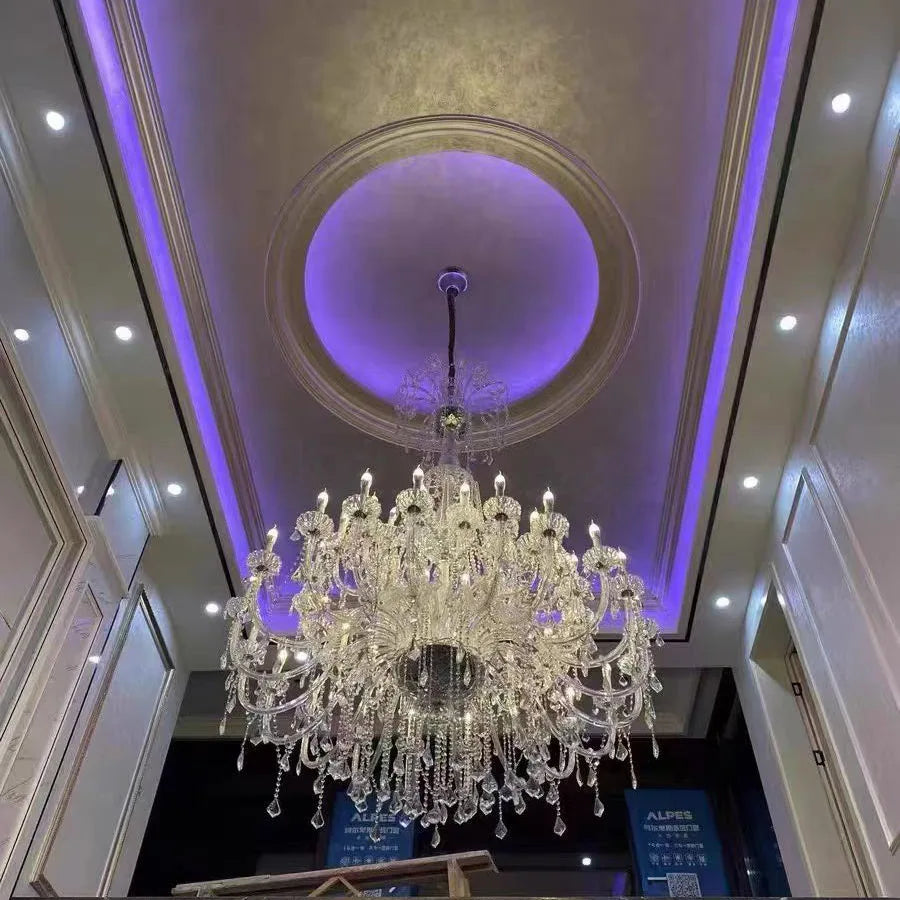 LED Modern Chandelier Pendant Lamps Living Room Transparent Crystal Light Hotel Lobby Villa Large Chandeliers Lighting Fixture