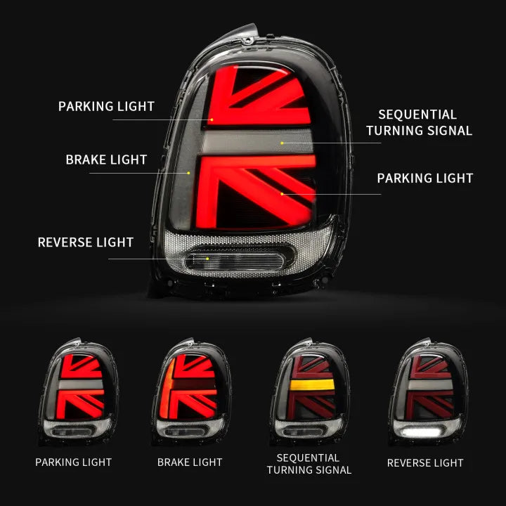 LED-Rücklichter für MINI Cooper F55 F56 F57 Union Jack Rücklichter Baugruppe 2014-UP für John Cooper arbeitet für  MINI Rück